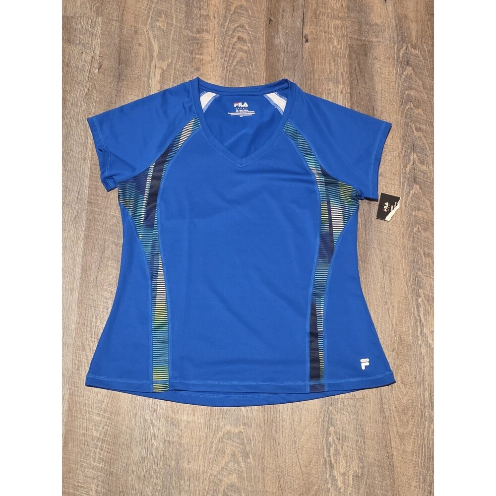 Fila Sport Men’s Short Sleeve V-Neck Blue Casual Shirt XL Polyester Blend NWT